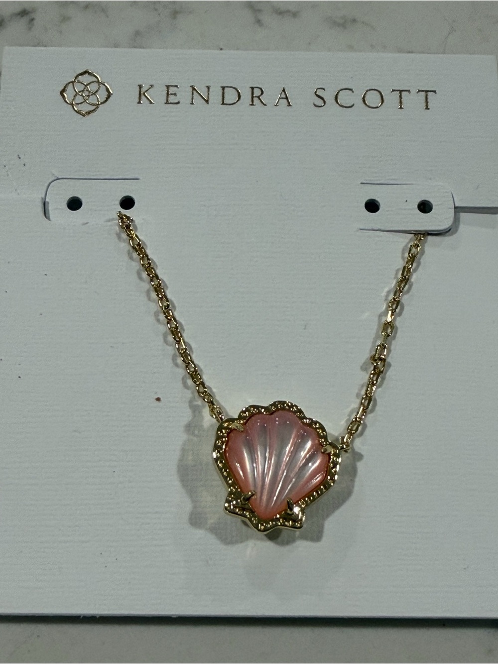 Kendra ScottBRYNNE  Pink Shell-Style Gold Pendant Necklace